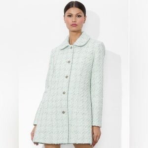 Alice + Olivia Purcell Light Green Textured Blazer